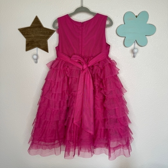 Pippa and Julie Tiered Tulle Hot Pink Barbie Dress Girls 4 - Picture 7 of 10